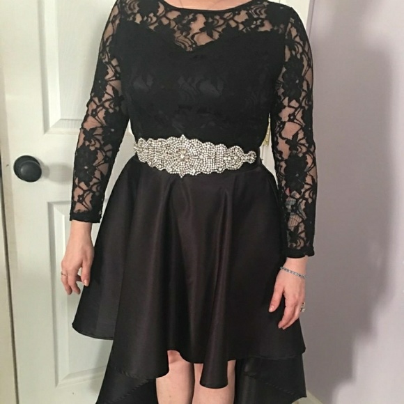 Black High Low Evening Gown - Picture 3 of 6